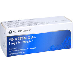 Abbildung: Finasterid AL 1 mg Filmtabletten 98 St, Filmtabletten PZN 03715455