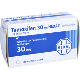 Abbildung: Tamoxifen 30 mg Hexal Filmtabletten 100 St, Filmtabletten PZN 03722194