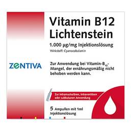 Abbildung: Vitamin B12 1000 µg Lichtenstein Ampullen Ampullen, 5X1 ml PZN 03725815