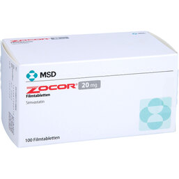 Abbildung: Zocor 20 mg Filmtabletten 100 St, Filmtabletten PZN 03751480