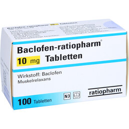 Abbildung: Baclofen ratiopharm 10 mg Tabletten 100 St, Tabletten PZN 03753409