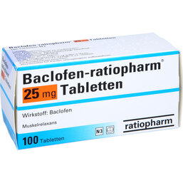Abbildung: Baclofen ratiopharm 25 mg Tabletten 100 St, Tabletten PZN 03753438