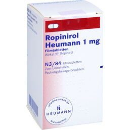 Abbildung: Ropinirol Heumann 1 mg Filmtabletten 84 St, Filmtabletten PZN 03761567