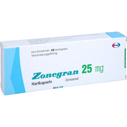 Abbildung: Zonegran 25 mg Hartkapseln 28 St, Hartkapseln PZN 03772217