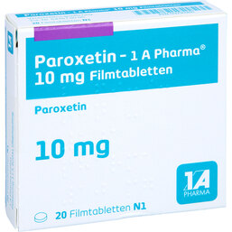 Abbildung: Paroxetin 1A Pharma 10 mg Filmtabletten 20 St, Filmtabletten PZN 03791901