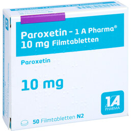 Abbildung: Paroxetin 1A Pharma 10 mg Filmtabletten 50 St, Filmtabletten PZN 03791918