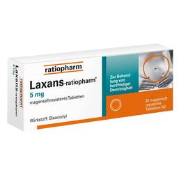 Abbildung: Laxans ratiopharm 5 mg magensaftresistent Tabletten Tabletten magensaftresistent, 30 St PZN 03797915