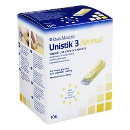 Abbildung: Unistik 3 Normal 1,8mm EinDr. Tiefe Stechhilfe 100 St, Lanzetten PZN 03802409 