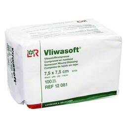 Abbildung: Vliwasoft Vlieskompressen 7,5x7,5cm 4-lagig unsteril 100 St, Kompressen PZN 03806927