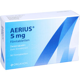 Abbildung: Aerius 5 mg Filmtabletten 50 St, Filmtabletten PZN 03812744