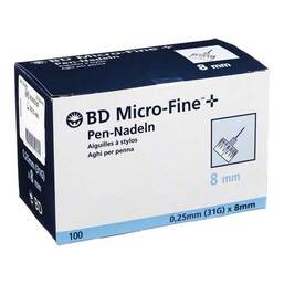 Abbildung: BD Micro-Fine + 8 Nadeln 0,25x8 mm 100 St PZN 03813732