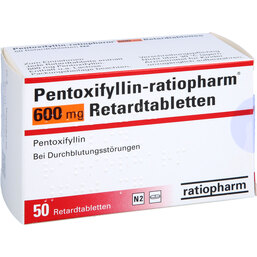 Abbildung: Pentoxifyllin ratiopharm 600 mg Retardtabletten 50 St, Retard-Tabletten PZN 03814217