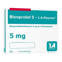 Abbildung: Bisoprolol 5 1A Pharma Filmtabletten 50 St, Filmtabletten PZN 03820471