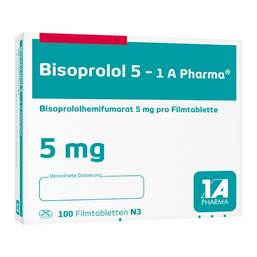Abbildung: Bisoprolol 5 1A Pharma Filmtabletten 100 St, Filmtabletten PZN 03820525