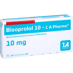Abbildung: Bisoprolol 10 1A Pharma Filmtabletten 30 St, Filmtabletten PZN 03820548