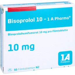 Abbildung: Bisoprolol 10 1A Pharma Filmtabletten 50 St, Filmtabletten PZN 03820614