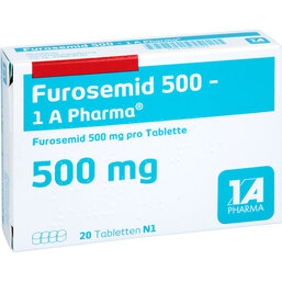 Abbildung: Furosemid 500 1A Pharma Tabletten 20 St, Tabletten PZN 03821022