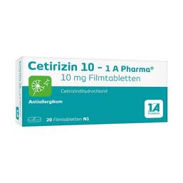 Abbildung: Cetirizin 10 1A Pharma Filmtabletten Filmtabletten, 20 St PZN 03823570