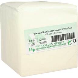 Abbildung: Vliesstoff-Kompressen 10x10 cm unsteril 4fach 100 St, Kompressen PZN 03823914
