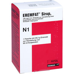 Abbildung: Eremfat Sirup 60 ml, Granulat zur Herstellung einer Suspension zum Einnehmen PZN 03838270