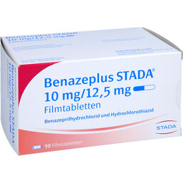 Abbildung: Benazeplus STADA 10 mg / 12,5 mg Filmtabletten 98 St, Filmtabletten PZN 03845324