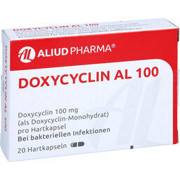 Abbildung: Doxycyclin AL 100 Hartkapseln 20 St, Hartkapseln PZN 03851951