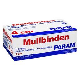 Abbildung: Mullbinden 4 cm mit Cellophan Binden, 20 St PZN 03855400