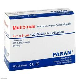 Abbildung: Mullbinden 6 cm mit Cellophan Binden, 20 St PZN 03855469