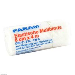 Abbildung: Mullbinden elastisch 8 cm mit Cellophan Binden, 1 St PZN 03855707