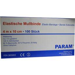 Abbildung: Mullbinden elastisch 10 cm ohne Cellophan Binden, 100 St PZN 03855802