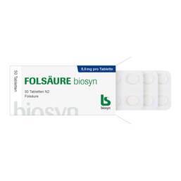 Abbildung: Folsäure 5 mg Tabletten Tabletten, 50 St PZN 03886642