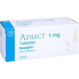 Abbildung: Azilect 1 mg Tabletten 100 St, Tabletten PZN 03887274