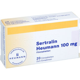 Abbildung: Sertralin Heumann 100 mg Filmtabletten 20 St, Filmtabletten PZN 03887653