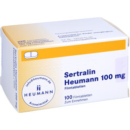 Abbildung: Sertralin Heumann 100 mg Filmtabletten 100 St, Filmtabletten PZN 03887682