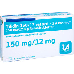 Abbildung: Tilidin 150 / 12 mg retard 1A 20 St, Retard-Tabletten PZN 03896362