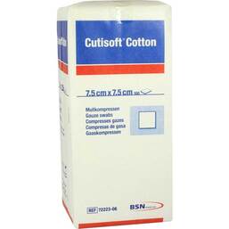 Abbildung: Cutisoft Cotton Kompresse 7,5x7, 100 St, Kompressen PZN 03896899