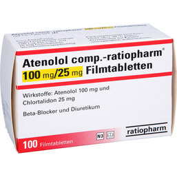 Abbildung: Atenolol comp.ratio. 100mg / 25mg Filmtabletten 100 St, Filmtabletten PZN 03907634