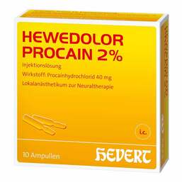 Abbildung: Hewedolor Procain 2% Ampullen 10X2 ml, Injektionslösung PZN 03919815