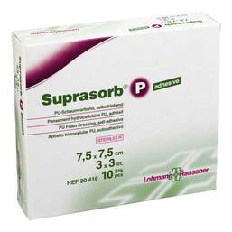 Abbildung: Suprasorb P PU-Schaumv.7,5x7,5cm selbstklebend 10 St, Verband PZN 03933488
