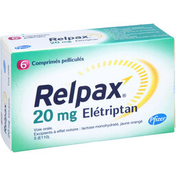 Abbildung: Relpax 20 mg Filmtabletten 6 St, Filmtabletten PZN 03934306