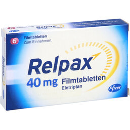 Abbildung: Relpax 40 mg Filmtabletten 6 St, Filmtabletten PZN 03934393