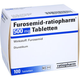 Abbildung: Furosemid ratiopharm 500 mg Tabletten 100 St, Tabletten PZN 03942429