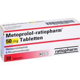 Abbildung: Metoprolol ratiopharm 50 mg Tabletten 30 St, Tabletten PZN 03953462