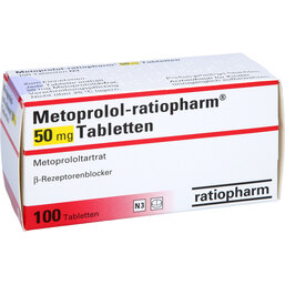 Abbildung: Metoprolol ratiopharm 50 mg Tabletten 100 St, Tabletten PZN 03953485