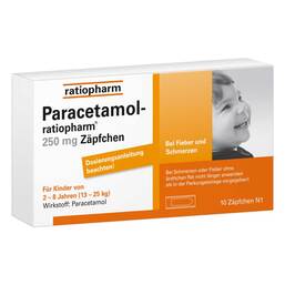 Abbildung: Paracetamol ratiopharm 250 mg Kleinkinder -Suppositorien Kleinkinder-Suppositorien, 10 St PZN 03953597