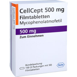 Abbildung: Cellcept 500 mg Filmtabletten 150 St, Filmtabletten PZN 03956288