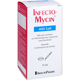 Abbildung: Infectomycin 400 Saft Pulver zur Herstellung einer Suspension zum Einnehmen 75 ml, Pulver zur Herstellung einer Suspension zum Einnehmen PZN 03977445