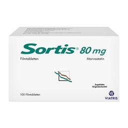 Abbildung: Sortis 80 mg Filmtabletten 100 St, Filmtabletten PZN 04000126