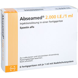 Abbildung: Abseamed 2000 I.E. / 1 ml Fertigspritzen 6X1 ml, Injektionslösung in einer Fertigspritze PZN 04000652