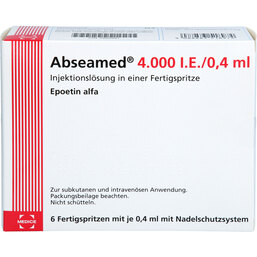 Abbildung: Abseamed 4000 I.E. / 0,4 ml Fertigspritzen 6X0.4 ml, Injektionslösung in einer Fertigspritze PZN 04000681